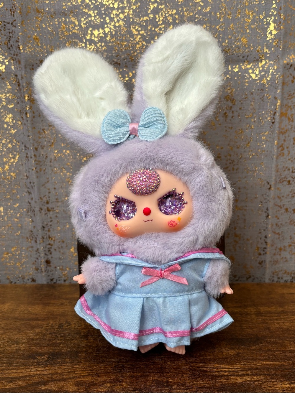 Baby Three Macaron Cute Bunny with Custom Bedazzled Face